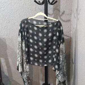 Black and White Sheer Kimono Top